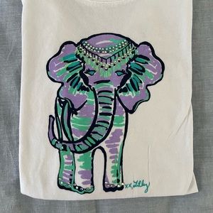 Girls Lilly Pulitzer Elephant Tissue Long Sleeve T-Shirt, size 6-7.